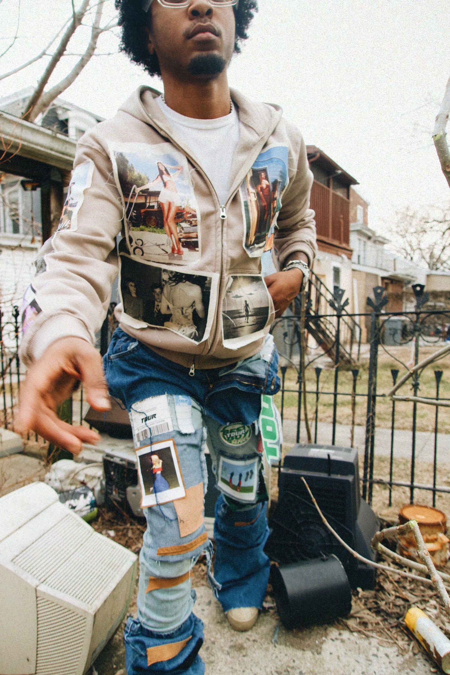 TOUR PATCHWORK VINTAGE HOODIE [FULL ZIP] My Store