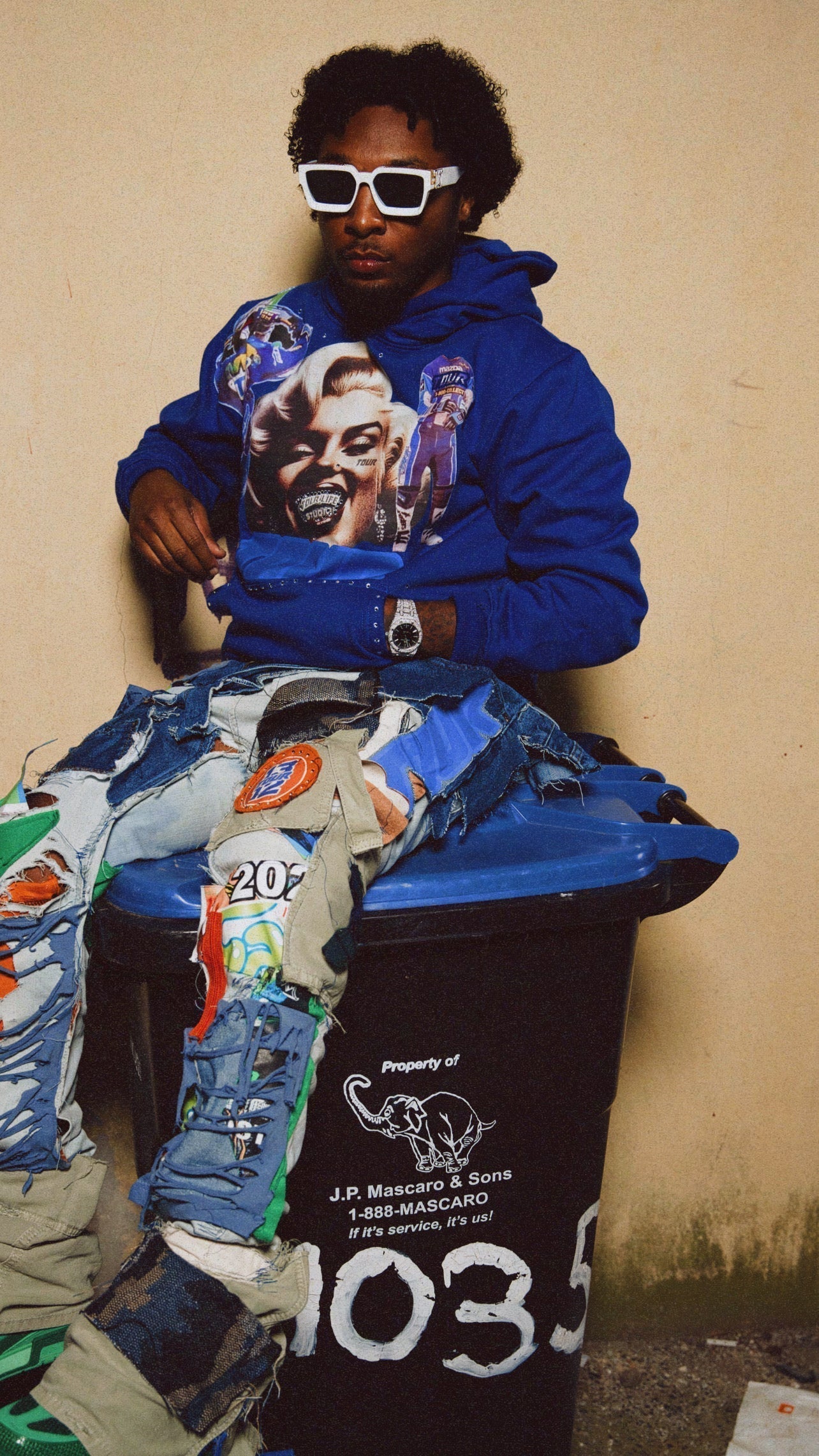 Marilyn Monroe Bust Down Pull Over Royal [ UNISEX ] My Store